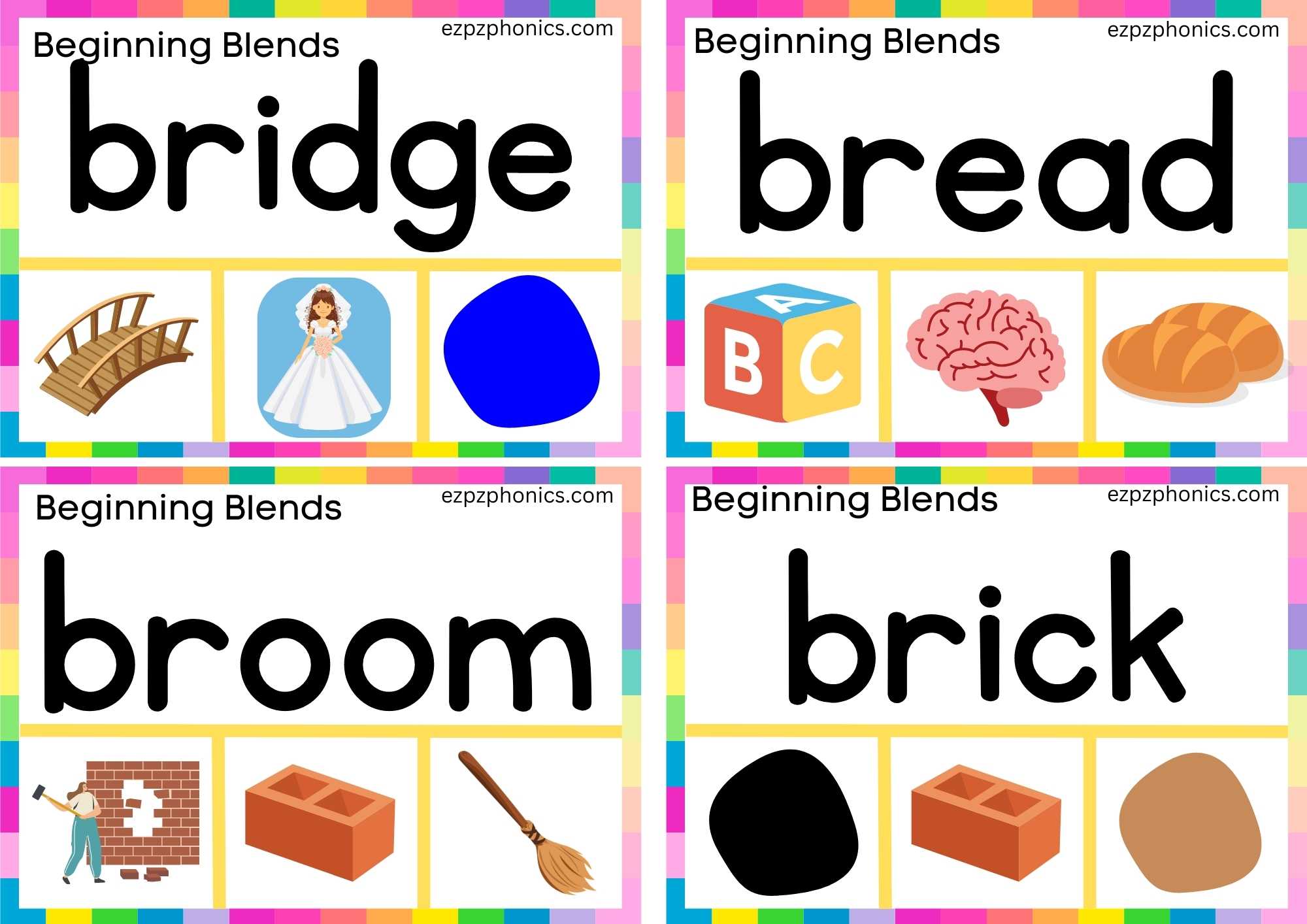 BR Beginning Blends Clip Cards Read The Words And Clip The Correct Images Set 1